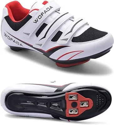 WOFADA Unisex Hybrid Biking Cycling Spin Shoes 9.5 / 43 White Delta Cleats SPD • $17.99