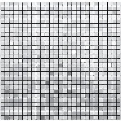 Mosaic Tile Stickers Self-adhesive Mix Finish Silver Squares Easy Fit Aluminium • £24.90