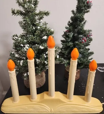 Vintage 1970's  BEACON  5 Light C7 Christmas Plastic Candle Candolier Candelabra • $15