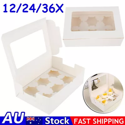 12-36X Cupcake Box 6 Holes Window Face Muffin Wedding Party Gift Cup Cake Boxes • $16.99