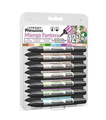 Letraset ProMarker - Manga Fantasy - Set Of 12 Markers Plus Blender Pen • $22.40