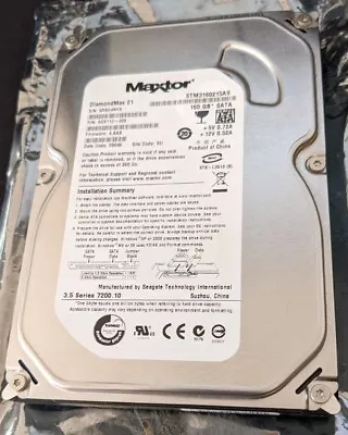 Maxtor DiamondMax 21 160 GB SATA HDD STM3160215AS Hard Disk Drive • £20