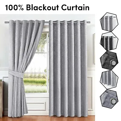 £22.99 • Buy EYELET Blackout Curtains Extra Wide Thick Thermal Ring Top Ready Made Panel Pair