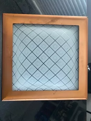 MCM Vintage Square Light Fixture Copper Glass 12 Inch Square • $45