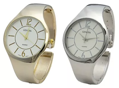 Blekon Collections Women's Quartz 36mm Case Plain Metallic Cuff Bangle Watch • $19.99