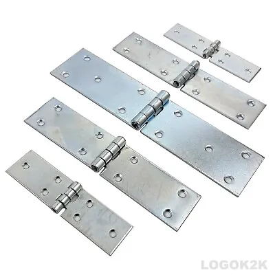 £3.49 • Buy Pair (2pc) Backflap Hinges Heavy Duty Strap Galvanized Tee Door Gate Box Shed