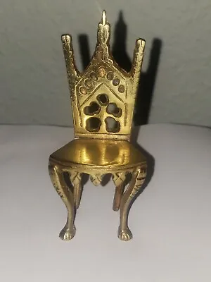 Antique Brass Ornate Tudor Gothic Dollhouse Miniature Chair • $34.99