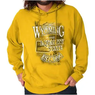 Wyoming The Equality State Map Tourist WY Adult Long Sleeve Hoodie Sweatshirt • $29.99