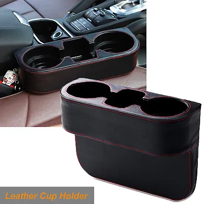 Car Seat Seam Wedge Storage Leather Organizer Cup Holder Drink Phone Mount Stand • $19.96