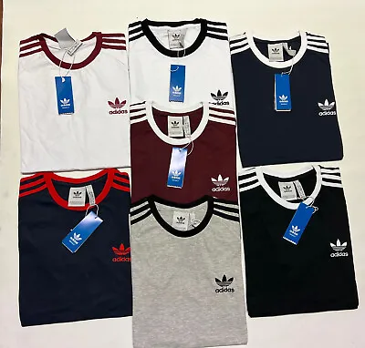 Mens Adidas Orginals Three Strpies Short Sleeve T-shirts • £13.45