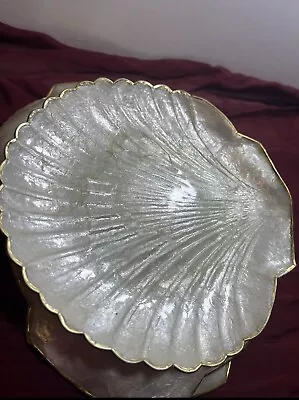 Vintage Scalloped Capiz Shell 8 Inch Plates With Gold Edging Set Of 4 • $40