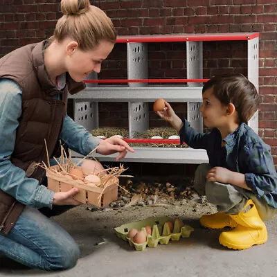 Large 6 Hole Chicken Nesting Boxes Metal Egg Laying Brooding Box W/ Vent Hole • $134.09