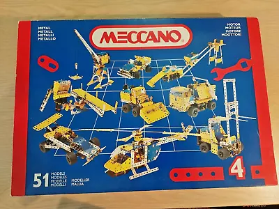 Vintage Meccano Set 4 (452) Motor With All 4 Build Leaflets 51 Models Complete • £40