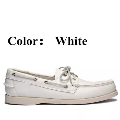 Men Women Genuine Leather Driving Shoes Classic Boat Shoes Lace-up Flat Loafers • $53