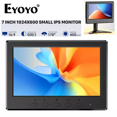 Eyoyo 7in LCD Computer Gaming Monitor IPS CCTV HMDI AV VGA BNC USB CCTV Display • £72.43
