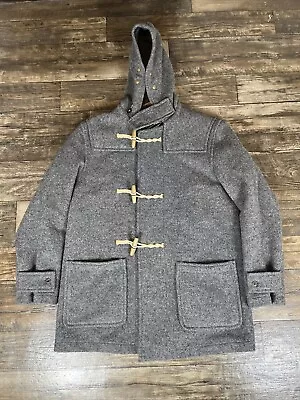 Gloverall Men's Gray Hooded Wool Duffle Coat Size 42 • $89.99