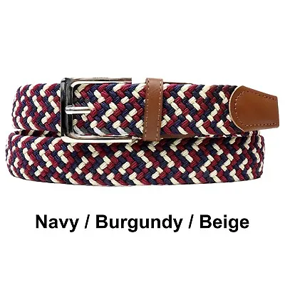 BASKET WEAVE NYLON WOVEN ELASTIC STRETCH BELT With BELT BUCKLE MULTI COLORS  • $8.95