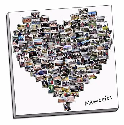 Birthday Present Gift Heart  Collage Canvas Print Picture Custom Personal  • £18.95