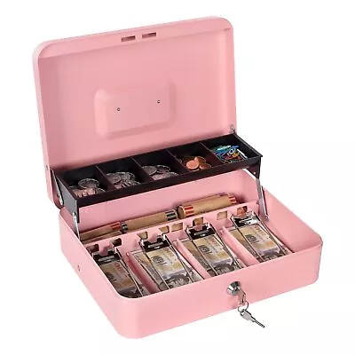 Cash Box With Money Tray And Lock - Ideal Money Box For Cash Management Metal... • $32.63