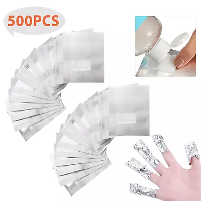 500PCS Aluminium Foil Nail Wraps Soak Off Gel Polish Remover Cleaner Cotton Pad • $14.98