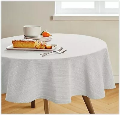 Our Table 90  Round Textured Tablecloth In Bright White Easy Care  [TC-4280] • $24.95