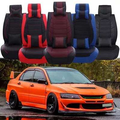 PU 2/5 Seat Cover Front Rear Cushion Breathable For Mitsubishi Lancer Evolution • $99.11