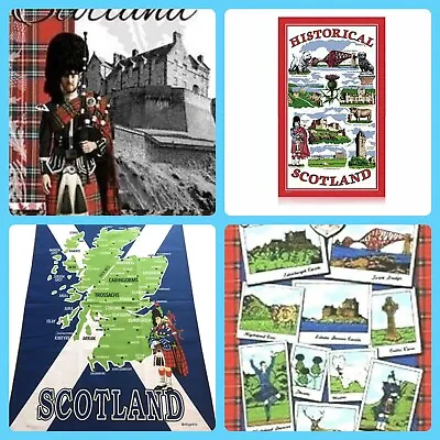 Scotland Scenes Cotton Tea Towel Edinburgh Castle Scottish Recipes Souvenir Gift • £5.99