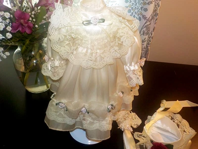 $24.99 • Buy New~victorian Doll Dress~pink Roses~bonnet~parasol~pantaloons~shoes~ Lace Stocki