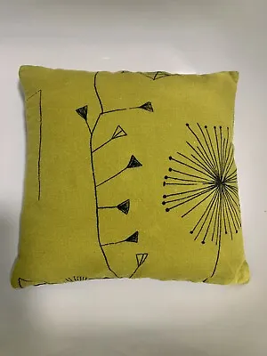 Handmade 50s Lucienne Day Cushion Cover Mustard Mid Century New Dandelion Heals • £20