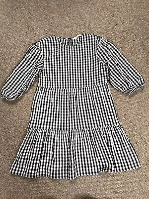 £6 • Buy H&M Girls Black White Check Gingham Dress Age 10-11