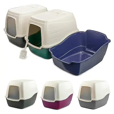 Kct Large Cat Litter Tray Hooded Enclosed Training Pet Kitten Toilet Covered Box • £16.49