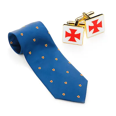 Quality New Masonic 100% Silk Woven Knights Templar Tie & Matching KT Cufflinks • $82.72