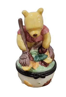 Disney Winnie The Pooh Trinket Box Autumn Leaves Porcelain Midwest Cannon Falls • $35