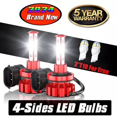 4 Sides H11 LED Headlight High Or Low Beam Bulbs 1800W 216000LM 6000K White 2Pcs • $14.99