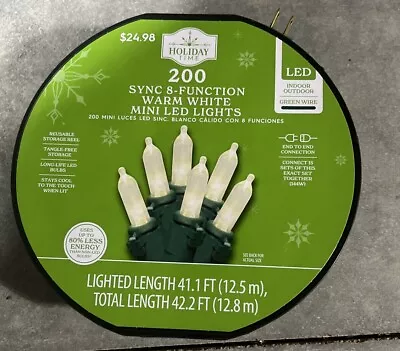 Holiday Time 200 Sync 8 Function Warm White Mini LED Christmas Lights IN/OUTDOOR • $39.99