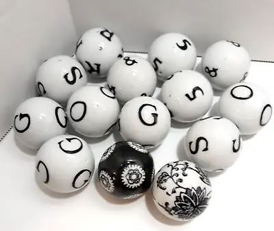 12 Vtg Decorative Ceramic Porcelain Letters Numbers + Balls Spheres 1.5 Inch • $43.95