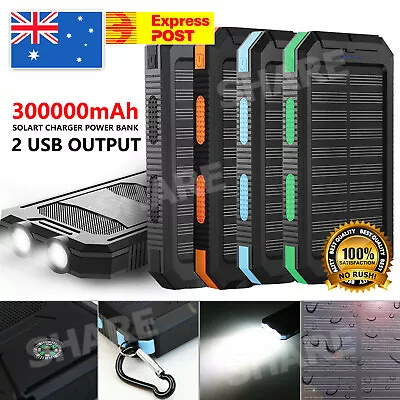 $19.95 • Buy 300000mAh Portable Solar Panel Dual USB External Battery Power Bank Pack Charger
