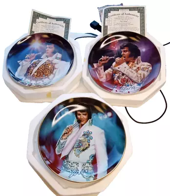 Elvis Presley Remembering Elvis Series Collector Plates Lot Set Of 3 Porcelain • $44.99