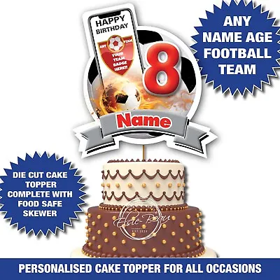 Personalised FOOTBALL Cake Topper Any TEAM CHELSEA Birthday NAME & AGE 48 • £3.99