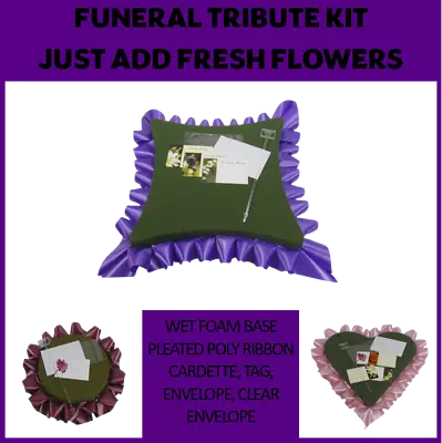 Make Your Own FRESH Flower FUNERAL Tributes WET FLORAL OASIS Foam HEART RING DAD • £14.99