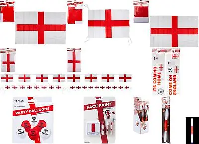 £3.49 • Buy England Flag Bunting Balloon Face Paint Glow Stick Window Sticker World Cup