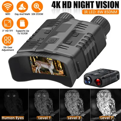 4K LCD Infrared Thermal Binoculars 10X Zoom Night Vision Goggles Binoculars UK • £57.99