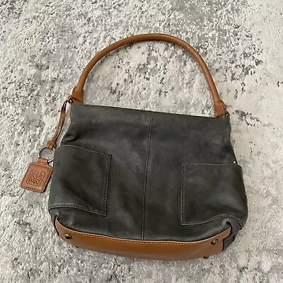 Ellington Gray/Brown Leather Shoulder Bag - Distressed • $25