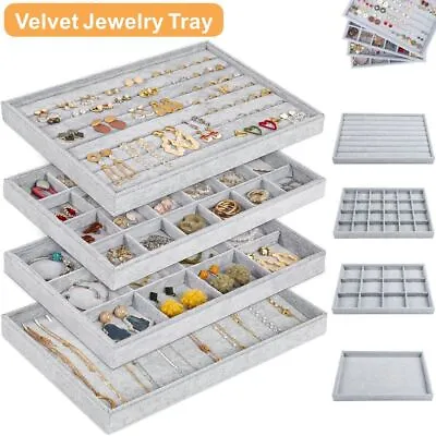 £8.99 • Buy Velvet Jewelry Ring Display Organizer Box Tray Holder Earring Storage Case NEW