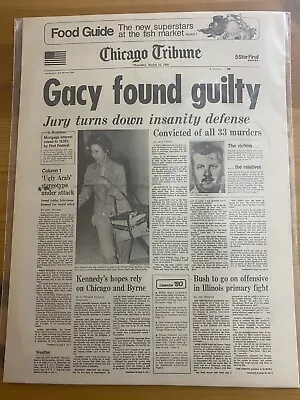 Vintage Newspaper Headline ~serial Killer John Wayne Gacy Electric Chair 1980~ • $16.95