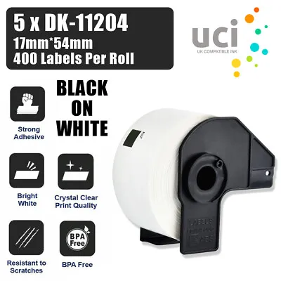 5x 17MM PRINTER LABELS Fits BROTHER QL-500 QL-550 QL-570 DK11204 DK-11204 • £8.45