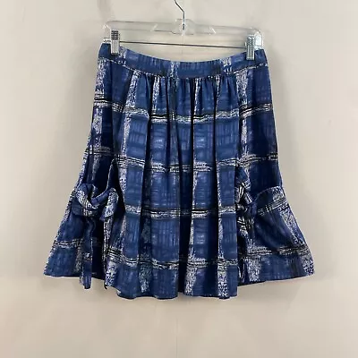 Lil Womens 6 Skirt Blue Mini Pockets Zip Plaid Cotton A-Line 23467 • $18.85