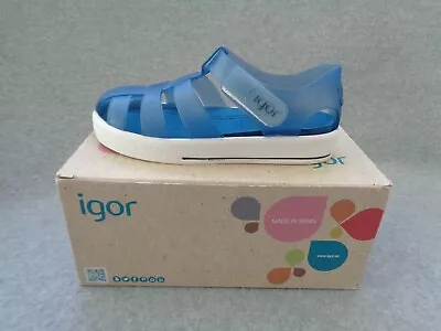 Boys (Unisex) Boxed IGOR Blue Jelly Shoes - UK Infant Size 9 (Euro 27) • £7.50