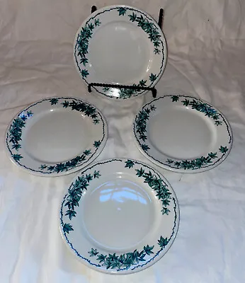 Set Of 4 Vtg Iroquois RestaurantWare 7.25” Bread/Dessert Plates “Green Leaves” • $29.99