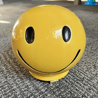McCoy HAPPY FACE SMILEY Coin Bank Yellow Glazed Ceramic Pottery • $35